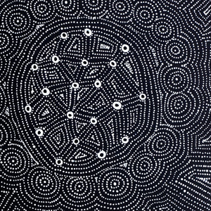 Aboriginal Artwork by Reanne Nampijinpa Brown, Ngapa Jukurrpa (Water Dreaming) - Mikanji, 46x46cm - ART ARK®