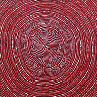 Aboriginal Artwork by Reanne Nampijinpa Brown, Ngapa Jukurrpa (Water Dreaming) - Mikanji, 61x61cm