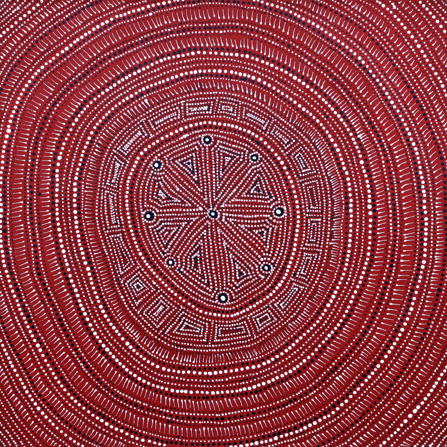 Aboriginal Artwork by Reanne Nampijinpa Brown, Ngapa Jukurrpa (Water Dreaming) - Mikanji, 61x61cm