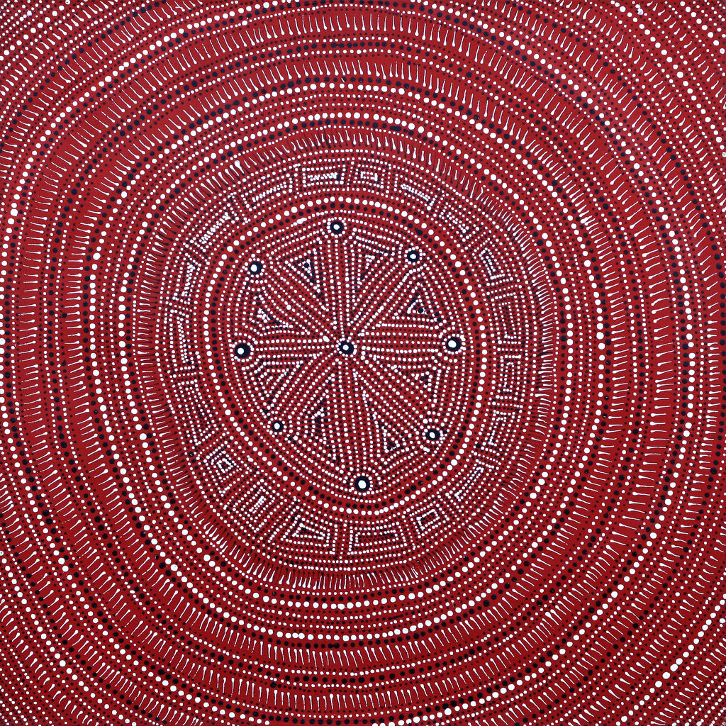 Aboriginal Artwork by Reanne Nampijinpa Brown, Ngapa Jukurrpa (Water Dreaming) - Mikanji, 61x61cm - ART ARK®