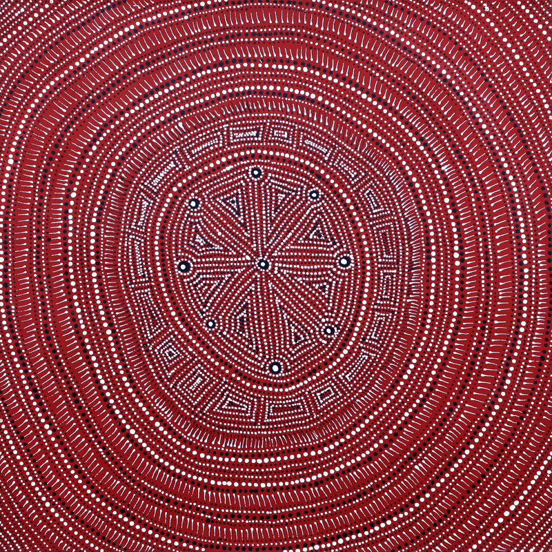 Aboriginal Artwork by Reanne Nampijinpa Brown, Ngapa Jukurrpa (Water Dreaming) - Mikanji, 61x61cm