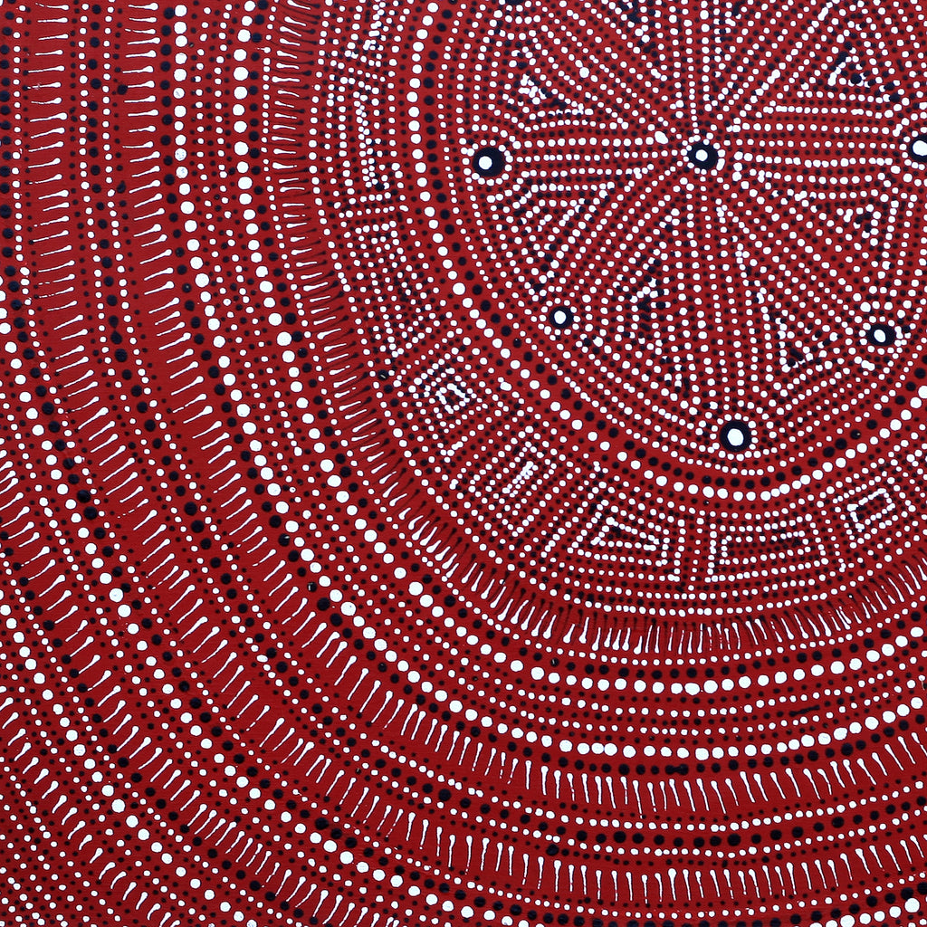 Aboriginal Artwork by Reanne Nampijinpa Brown, Ngapa Jukurrpa (Water Dreaming) - Mikanji, 61x61cm