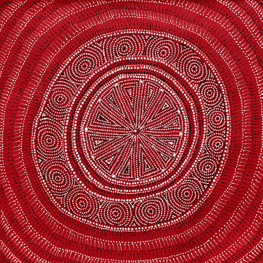 Aboriginal Artwork by Reanne Nampijinpa Brown, Ngapa Jukurrpa (Water Dreaming) - Mikanji, 61x61cm