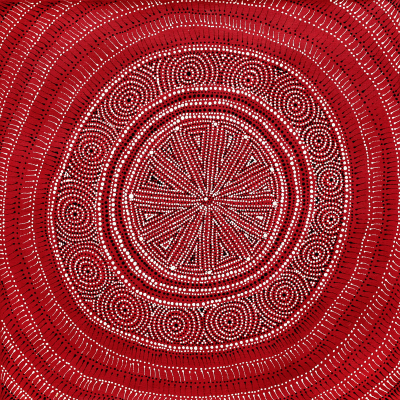Aboriginal Artwork by Reanne Nampijinpa Brown, Ngapa Jukurrpa (Water Dreaming) - Mikanji, 61x61cm