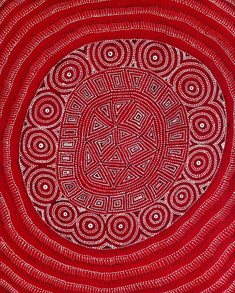 Aboriginal Artwork by Reanne Nampijinpa Brown, Ngapa Jukurrpa (Water Dreaming) - Mikanji, 76x61cm