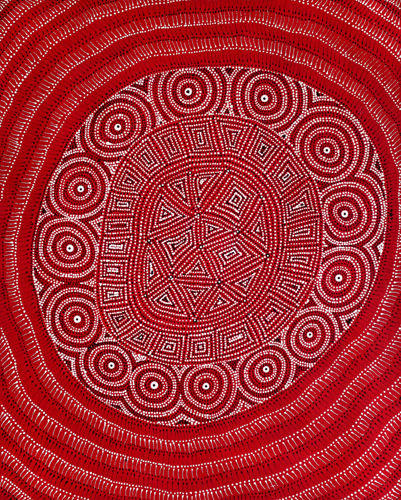 Aboriginal Artwork by Reanne Nampijinpa Brown, Ngapa Jukurrpa (Water Dreaming) - Mikanji, 76x61cm