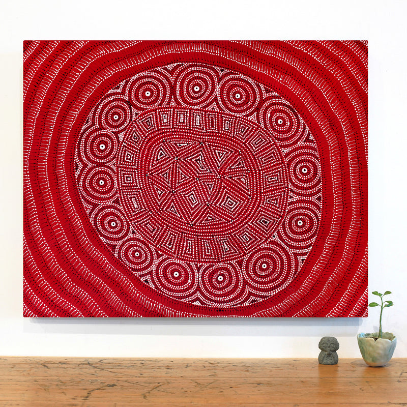 Aboriginal Artwork by Reanne Nampijinpa Brown, Ngapa Jukurrpa (Water Dreaming) - Mikanji, 76x61cm