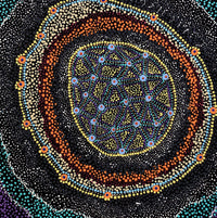 Aboriginal Artwork by Reanne Nampijinpa Brown, Ngapa Jukurrpa (Water Dreaming) - Mikanji, 91x61cm