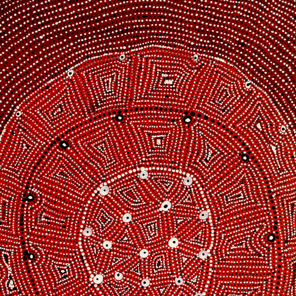 Aboriginal Artwork by Reanne Nampijinpa Brown, Ngapa Jukurrpa (Water Dreaming) - Mikanji, 76x46cm