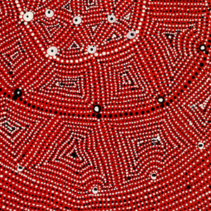 Aboriginal Artwork by Reanne Nampijinpa Brown, Ngapa Jukurrpa (Water Dreaming) - Mikanji, 76x46cm - ART ARK®