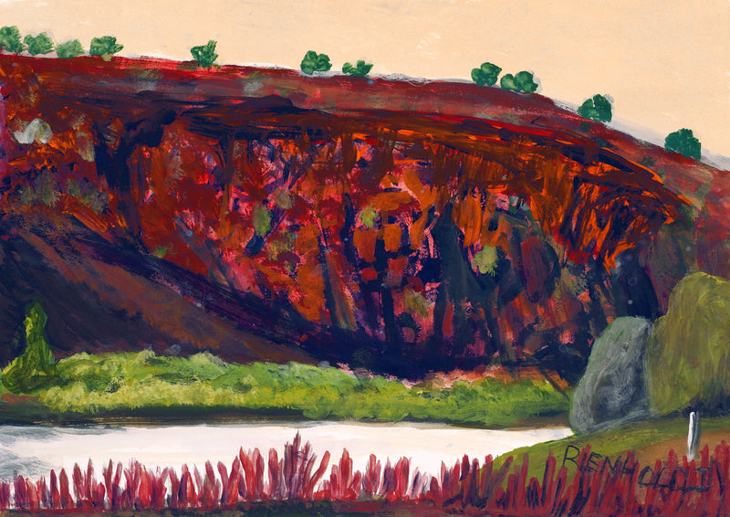 Aboriginal Artwork by Reinhold Inkamala, Tjoritja, 40x28cm