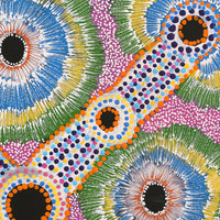 Aboriginal Artwork by Renada Napanagka Forrest, Ngapa Jukurrpa (Water Dreaming) - Puyurru, 40x40cm
