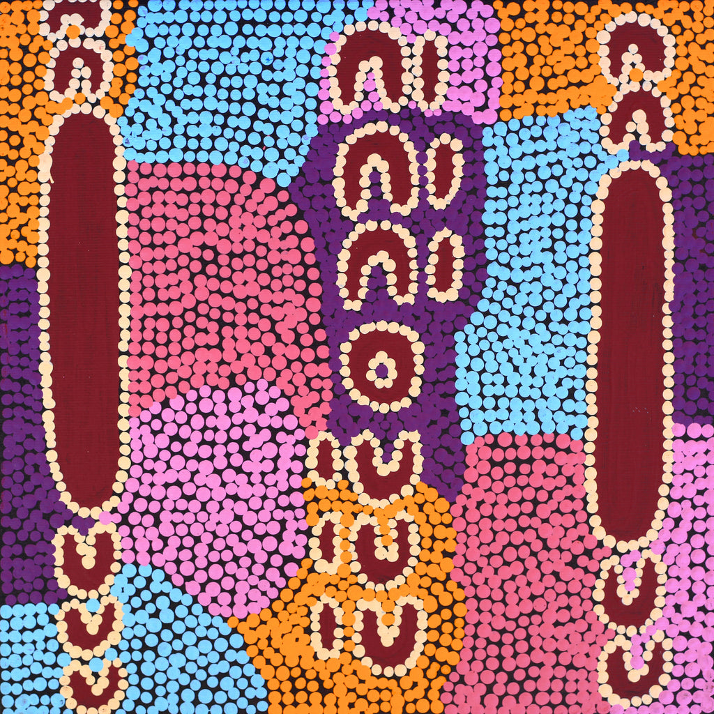 Aboriginal Artwork by Rene Napangardi Dixon, Mina Mina Dreaming - Ngalyipi, 30x30cm