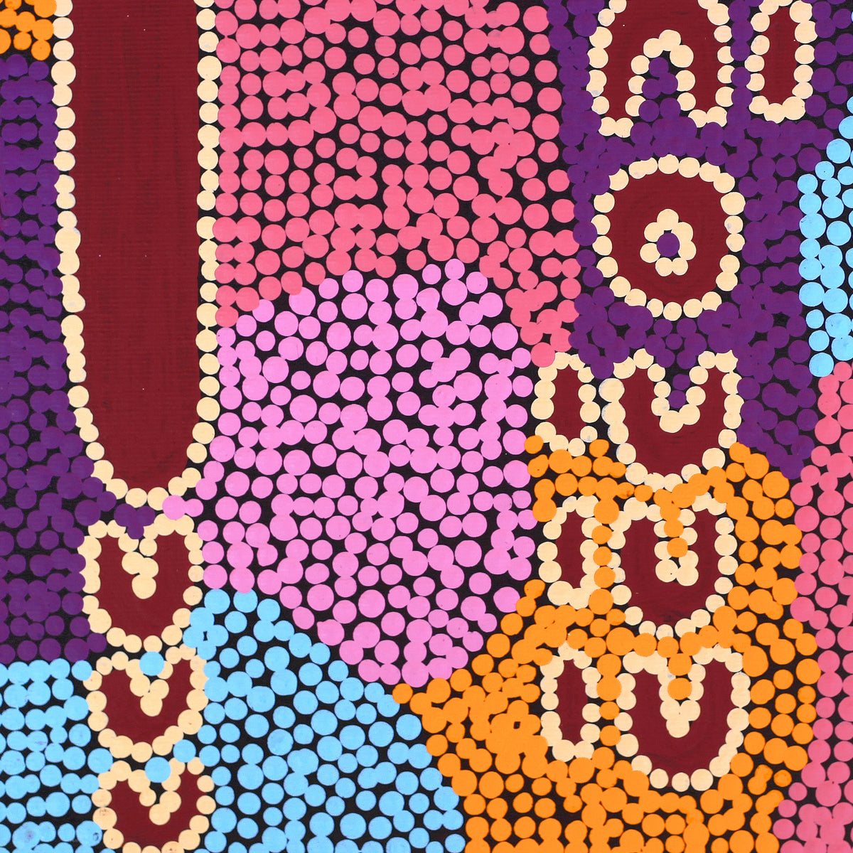 Aboriginal Artwork by Rene Napangardi Dixon, Mina Mina Dreaming - Ngalyipi, 30x30cm