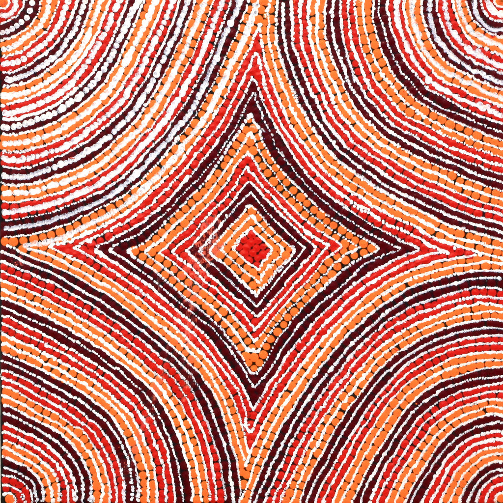 Aboriginal Art by Rene Napangardi Dixon, Yarla Jukurrpa - Cockatoo creek, 30x30cm - ART ARK®