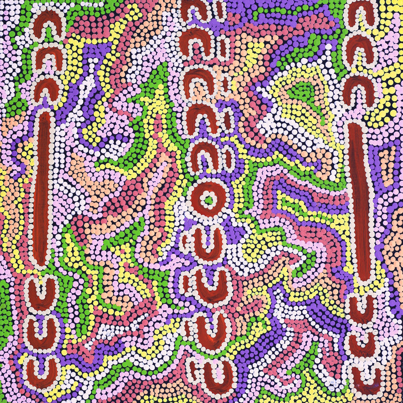Aboriginal Artwork by Rene Napangardi Dixon, Mina Mina Dreaming - Ngalyipi, 30x30cm