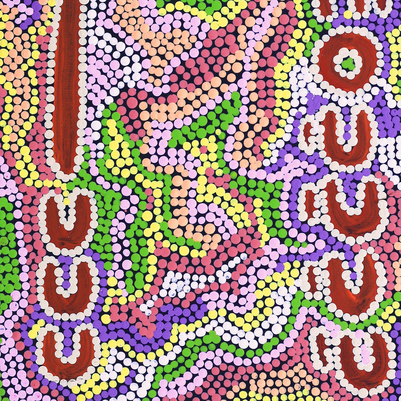 Aboriginal Artwork by Rene Napangardi Dixon, Mina Mina Dreaming - Ngalyipi, 30x30cm