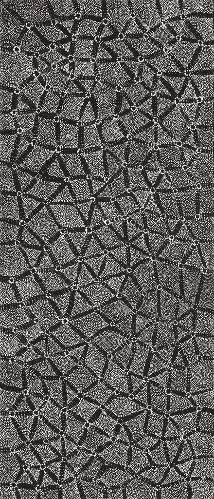 Aboriginal Artwork by Renelle Napanangka McCormack, Pikilyi Jukurrpa (Vaugn Springs Dreaming), 107x46cm