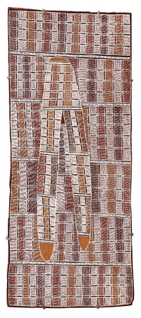 Aboriginal Artwork by Rerrkirrwaŋa Munuŋgurr, Djukurr, 75x31cm Bark