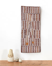 Aboriginal Artwork by Rerrkirrwaŋa Munuŋgurr, Djukurr, 75x31cm Bark