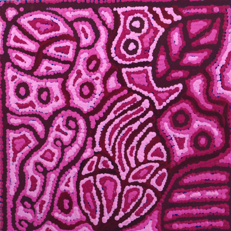 Aboriginal Artwork by Reva Nungarrayi Dickson, Mina Mina Jukurrpa, 30x30cm