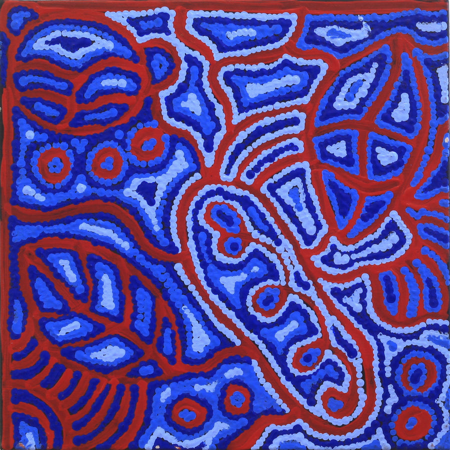 Aboriginal Artwork by Reva Nungarrayi Dickson, Mina Mina Jukurrpa, 30x30cm