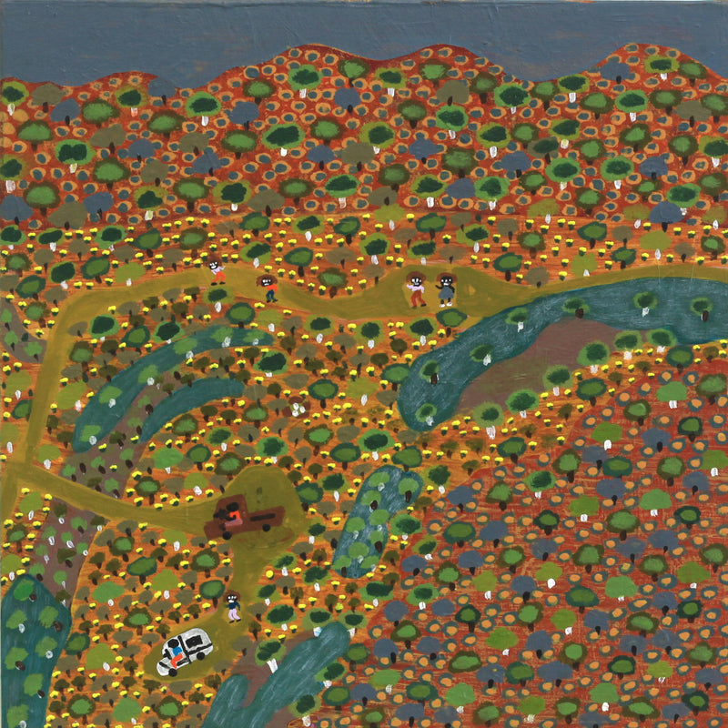 Aboriginal Artwork by Rhonda Napanangka, Twenty Mile Creek, 40x40cm