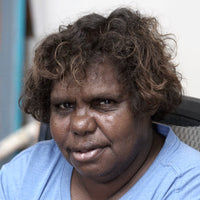 Aboriginal Artwork by Rhonda Napanangka, Ghan coming to Alice Springs, 40x40cm