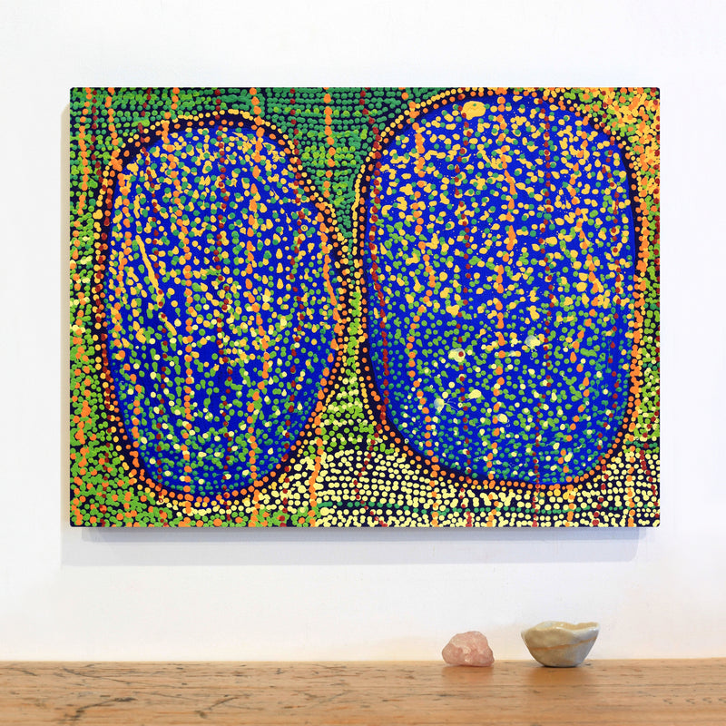 Aboriginal Artwork by Ricardo Jampijinpa Gallagher, Yankirri Jukurrpa, 61x46cm