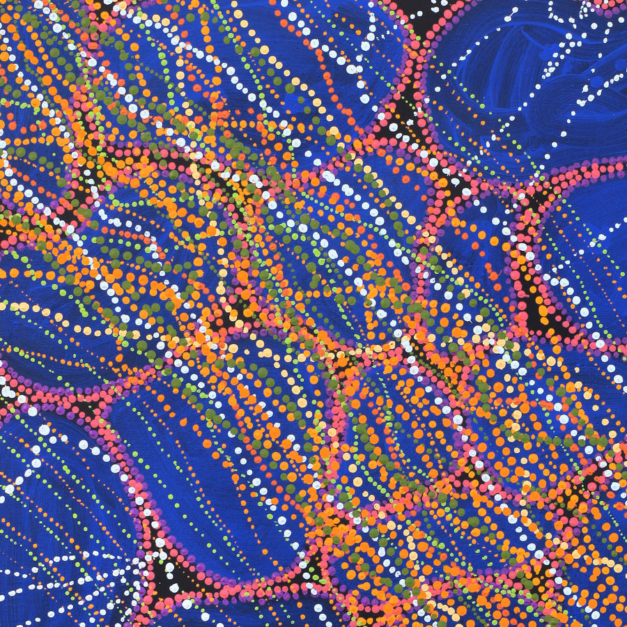 Aboriginal Artwork by Ricardo Jampijinpa Gallagher, Yankirri Jukurrpa (Emu Dreaming) - Ngarlikurlangu, 91x76cm