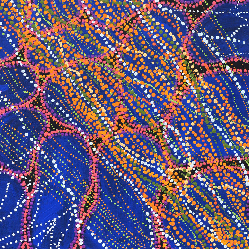 Aboriginal Artwork by Ricardo Jampijinpa Gallagher, Yankirri Jukurrpa (Emu Dreaming) - Ngarlikurlangu, 91x76cm