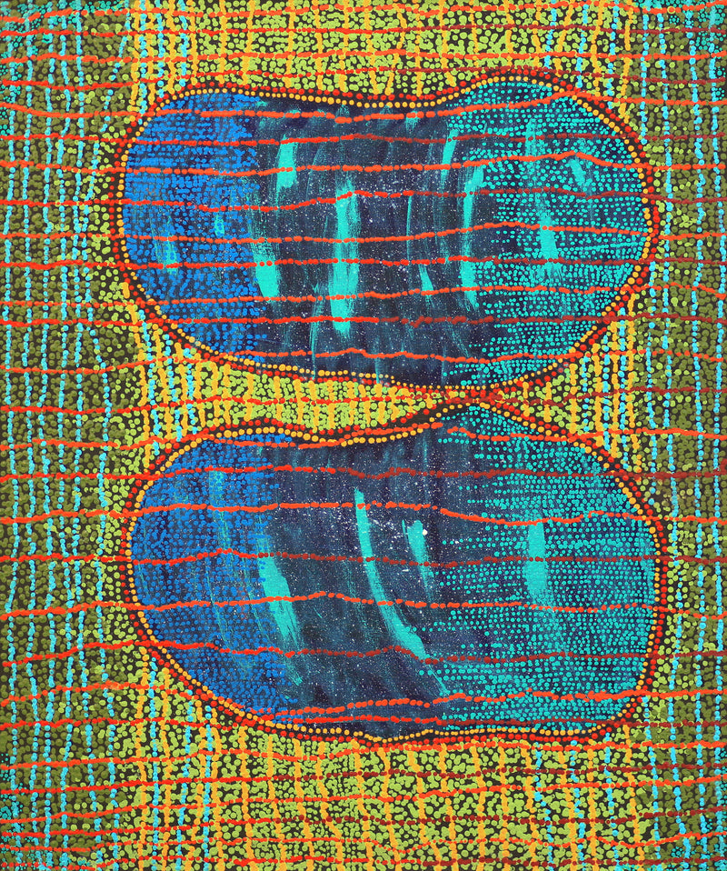 Aboriginal Artwork by Ricardo Jampijinpa Gallagher, Yankirri Jukurrpa (Emu Dreaming) - Ngarlikurlangu, 91x76cm