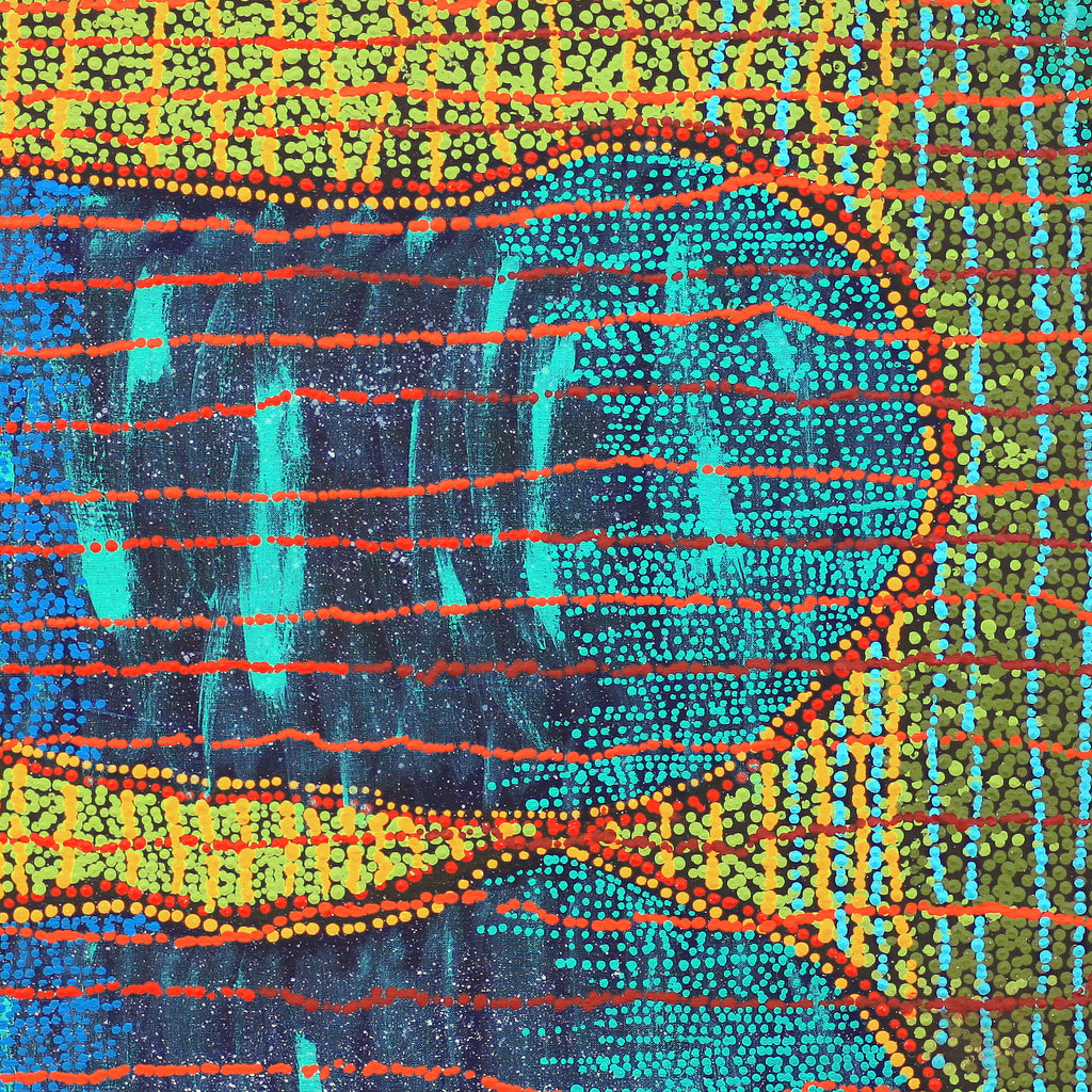 Aboriginal Artwork by Ricardo Jampijinpa Gallagher, Yankirri Jukurrpa (Emu Dreaming) - Ngarlikurlangu, 91x76cm