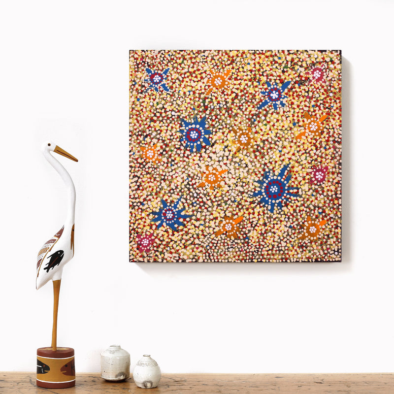 Aboriginal Artwork by Richard Japanangka Frank, Lukarrara Jukurrpa, 40x40cm