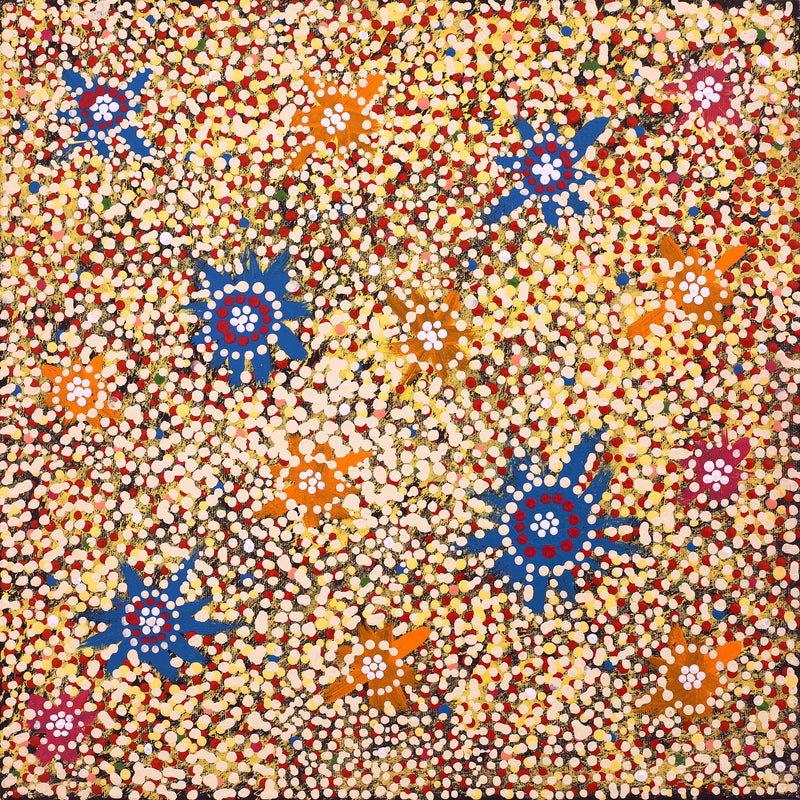 Aboriginal Artwork by Richard Japanangka Frank, Lukarrara Jukurrpa, 40x40cm