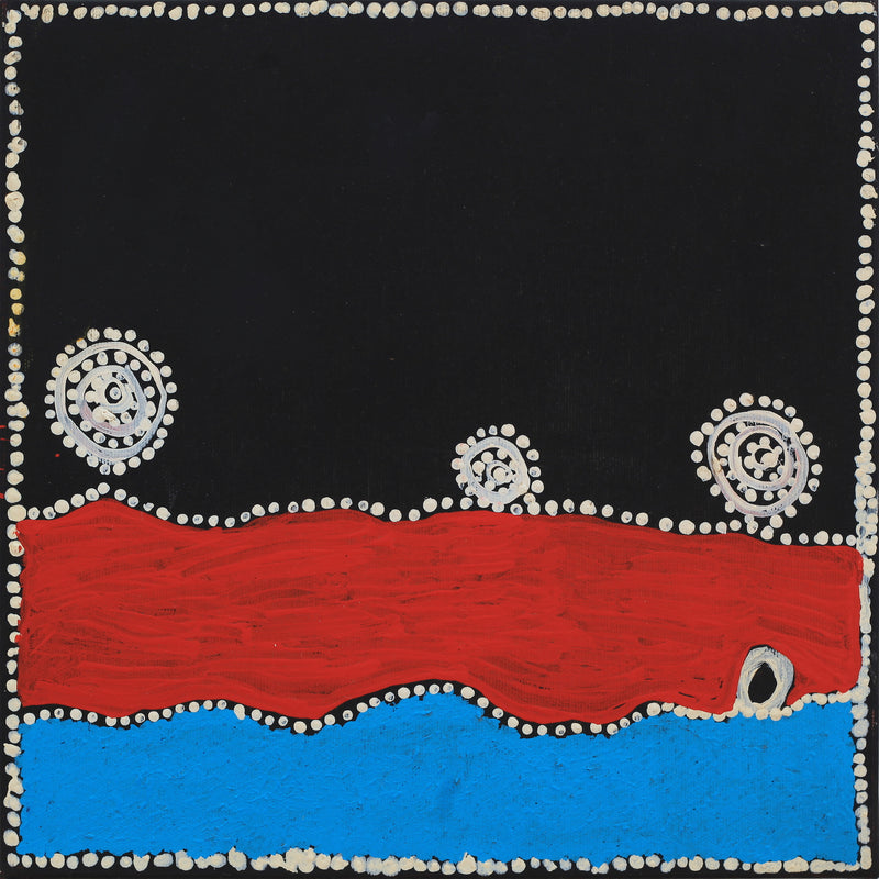 Aboriginal Artwork by Ringo Japanangka Michaels, Mina Mina Jukurrpa, 30x30cm