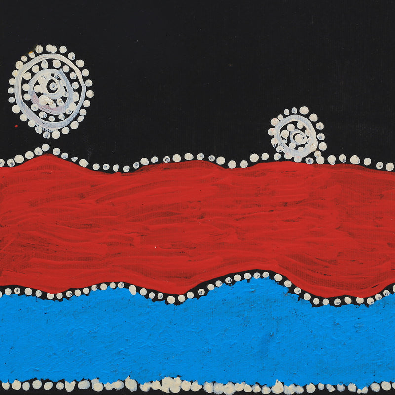 Aboriginal Artwork by Ringo Japanangka Michaels, Mina Mina Jukurrpa, 30x30cm