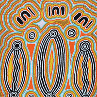 Aboriginal Artwork by Rita Napanangka Wheeler, Mina Mina Jukurrpa (Mina Mina Dreaming) - Janyinki, 91x46cm