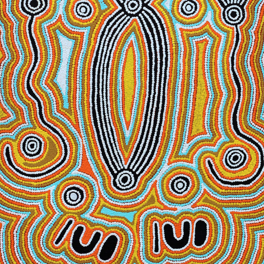 Aboriginal Artwork by Rita Napanangka Wheeler, Mina Mina Jukurrpa (Mina Mina Dreaming) - Janyinki, 91x46cm
