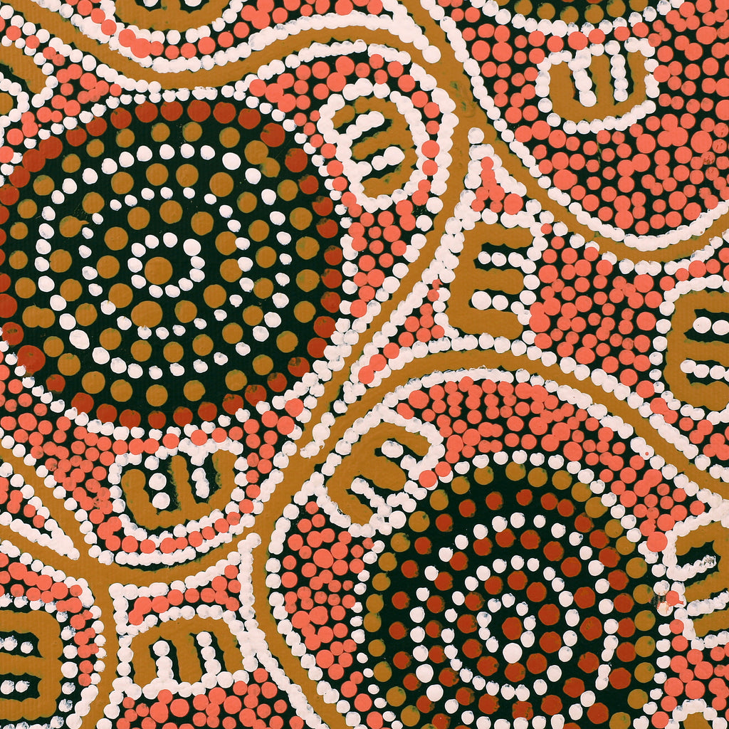 Aboriginal Artwork by Ritasha Nampijinpa Watson, Janganpa Jukurrpa (Brush-tail Possum Dreaming) - Mawurrji, 30x30cm