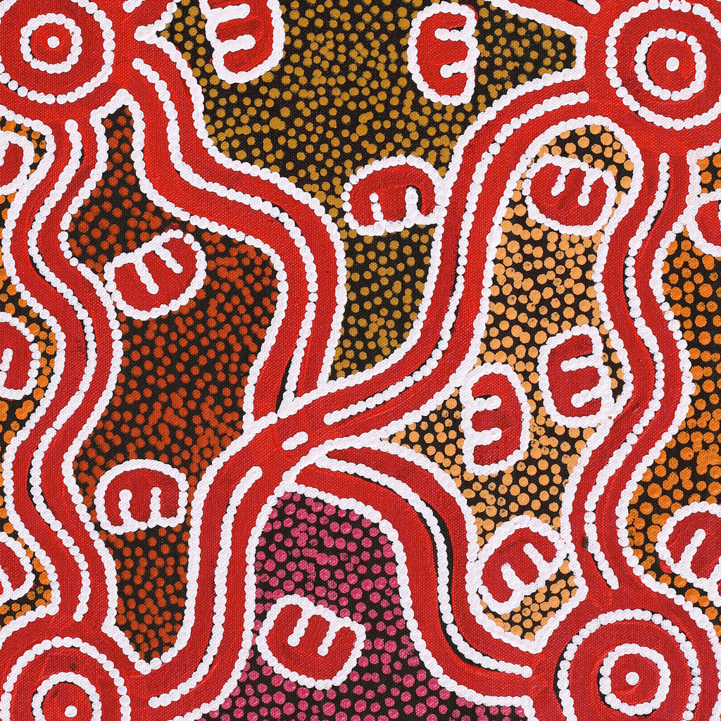 Aboriginal Artwork by Ritasha Nampijinpa Martin, Janganpa Jukurrpa (Brush-tail Possum Dreaming) - Mawurrji, 61x30cm
