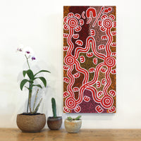 Aboriginal Artwork by Ritasha Nampijinpa Martin, Janganpa Jukurrpa (Brush-tail Possum Dreaming) - Mawurrji, 61x30cm