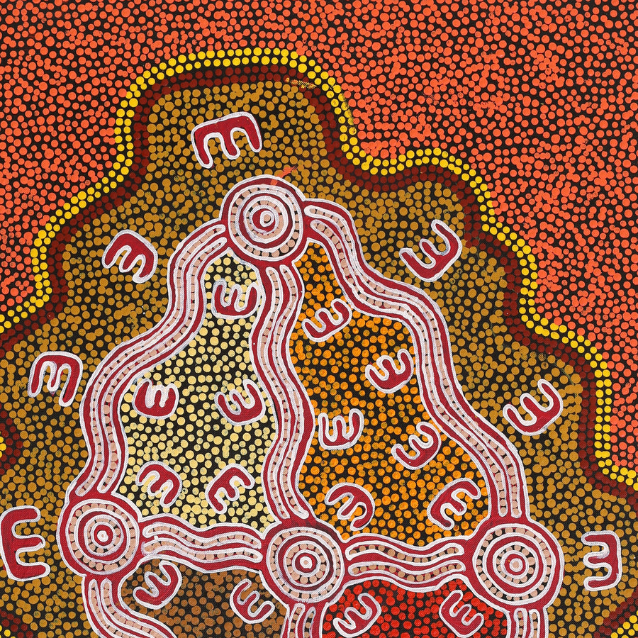 Aboriginal Artwork by Ritasha Nampijinpa Martin, Janganpa Jukurrpa (Brush-tail Possum Dreaming) - Mawurrji, 61x46cm