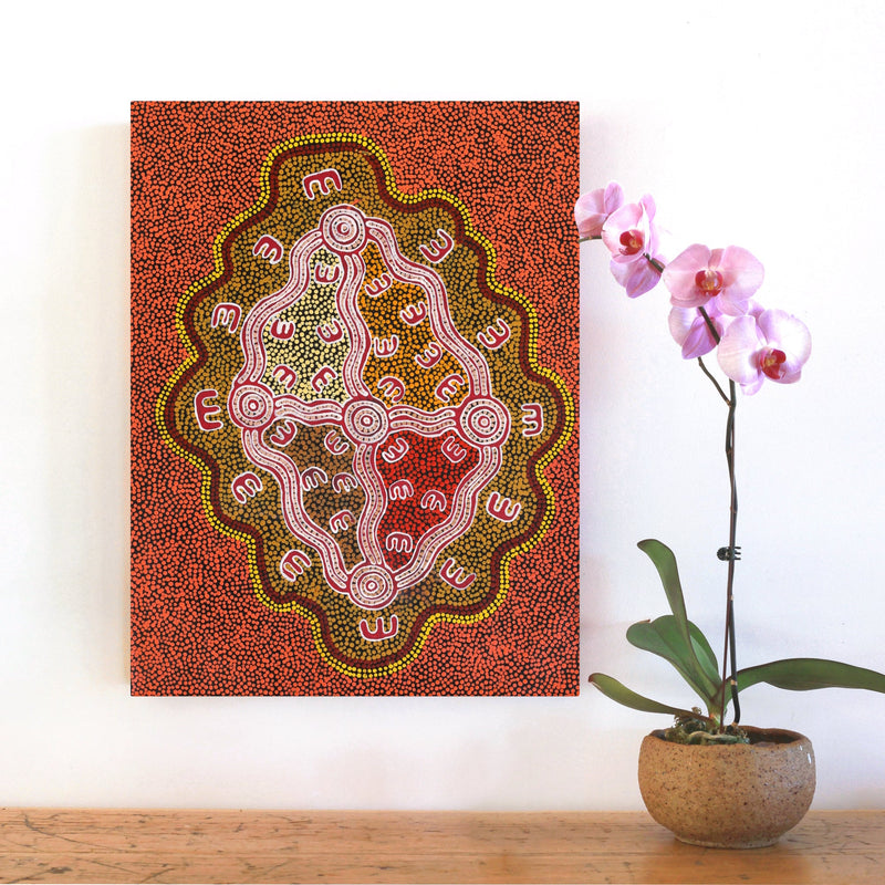 Aboriginal Artwork by Ritasha Nampijinpa Martin, Janganpa Jukurrpa (Brush-tail Possum Dreaming) - Mawurrji, 61x46cm