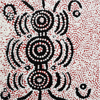 Aboriginal Artwork by Ritchie Jampijinpa Robertson, Ngapa Jukurrpa (Water Dreaming) - Puyurru, 30x30cm