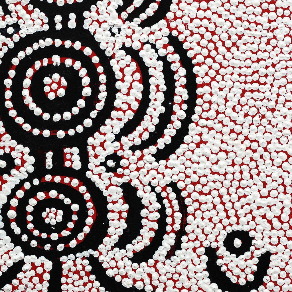 Aboriginal Artwork by Ritchie Jampijinpa Robertson, Ngapa Jukurrpa (Water Dreaming) - Puyurru, 30x30cm - ART ARK®