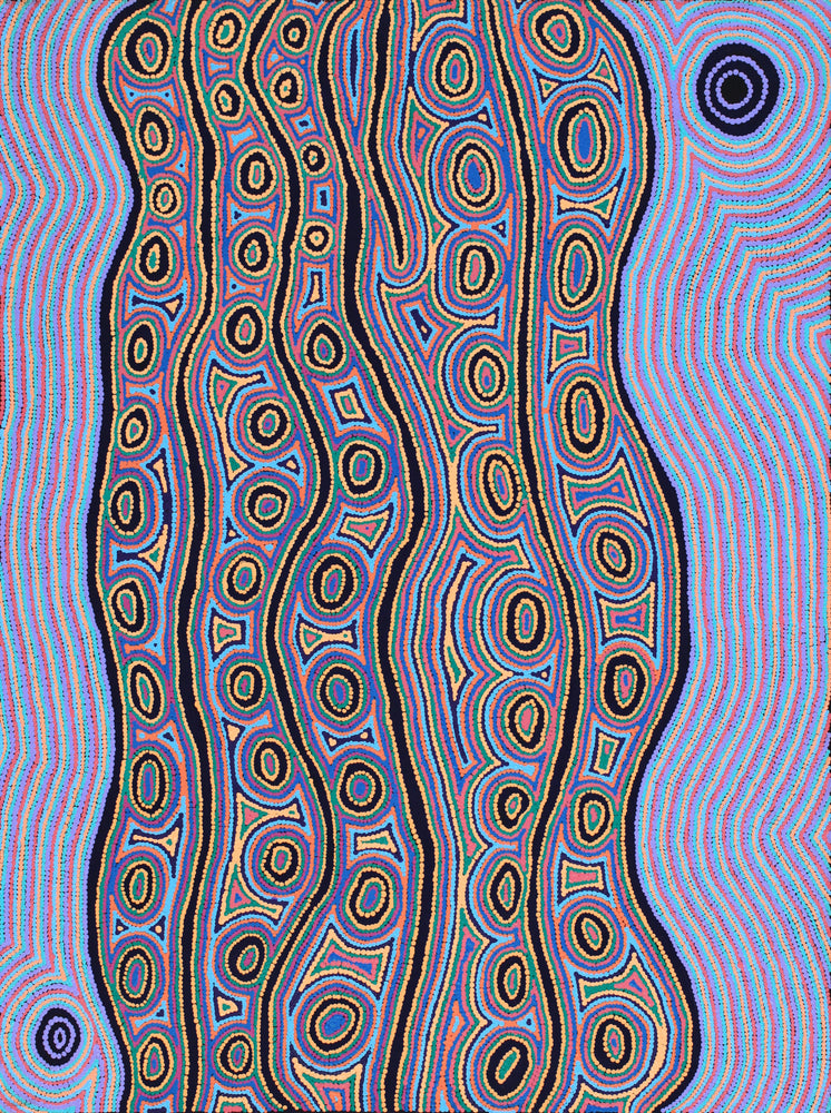 Aboriginal Artwork by Rochelle Nakamarra Curtis, Yarla Jukurrpa (Bush Potato Dreaming) - Cockatoo Creek, 122x91cm