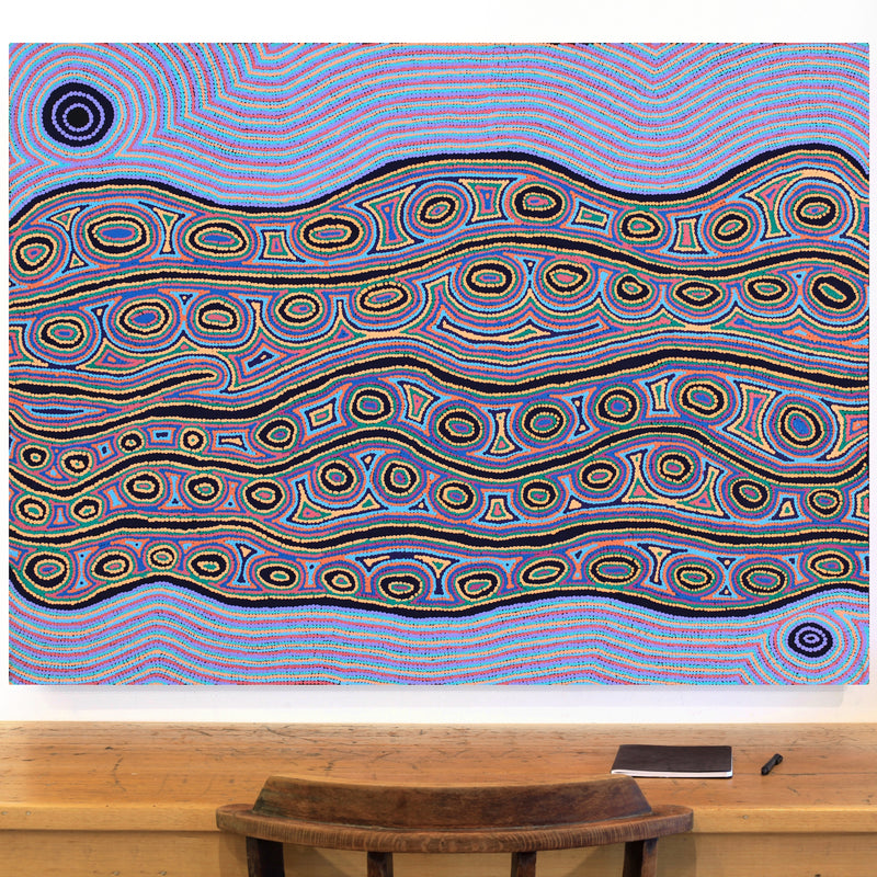 Aboriginal Artwork by Rochelle Nakamarra Curtis, Yarla Jukurrpa (Bush Potato Dreaming) - Cockatoo Creek, 122x91cm
