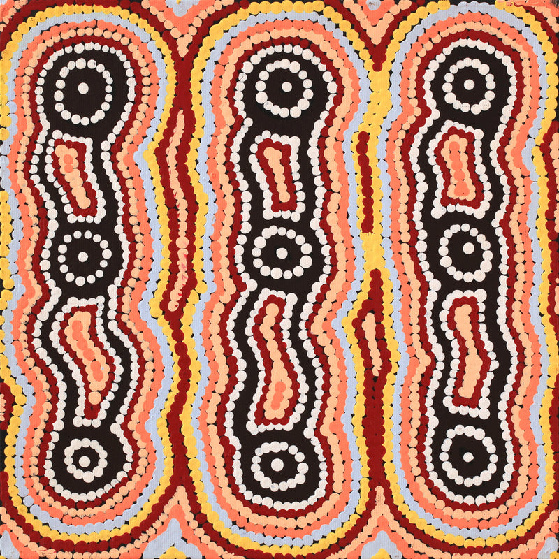 Aboriginal Artwork by Rochelle Nakamarra Curtis, Yarla Jukurrpa (Bush Potato Dreaming) - Cockatoo Creek, 30x30cm