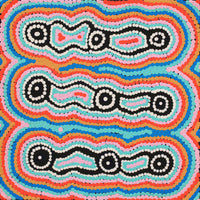 Aboriginal Artwork by Rochelle Nakamarra Curtis, Yarla Jukurrpa (Bush Potato Dreaming) - Cockatoo Creek, 30x30cm